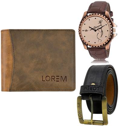 LOREM Belt, Wallet & Watch Combo
