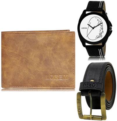 LOREM Belt, Wallet & Watch Combo