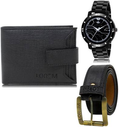 LOREM Belt, Wallet & Watch Combo