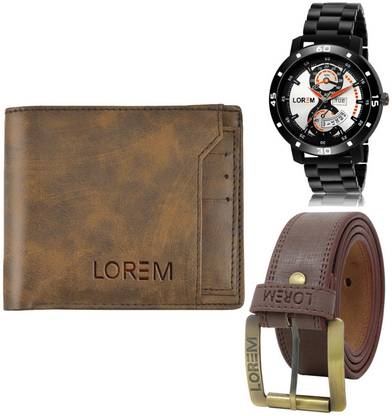 LOREM Belt, Wallet & Watch Combo