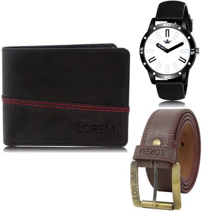 LOREM Belt, Wallet & Watch Combo