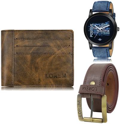 LOREM Belt, Wallet & Watch Combo
