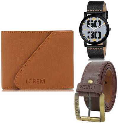LOREM Belt, Wallet & Watch Combo