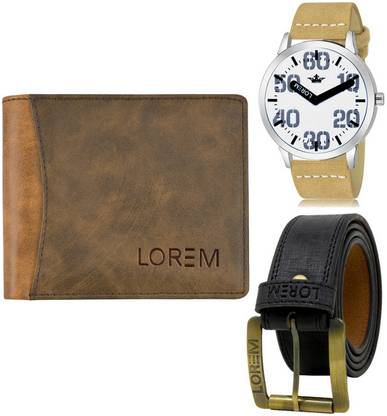 LOREM Belt, Wallet & Watch Combo