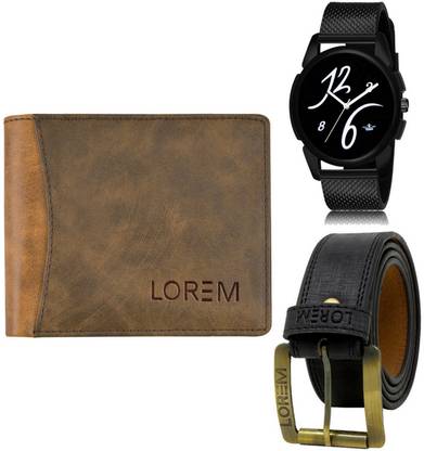 LOREM Belt, Wallet & Watch Combo