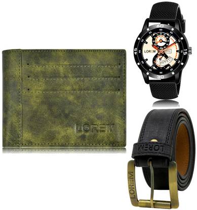 LOREM Belt, Wallet & Watch Combo