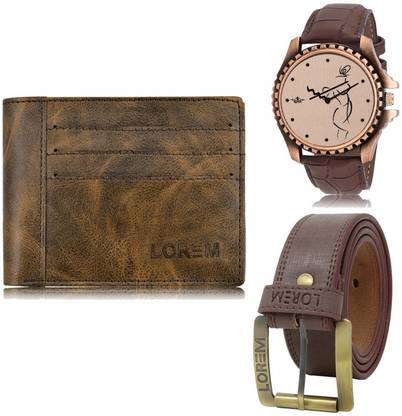 LOREM Belt, Wallet & Watch Combo