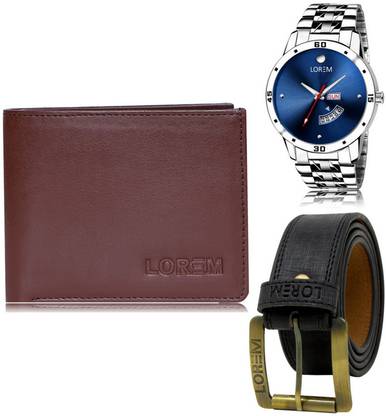 LOREM Belt, Wallet & Watch Combo
