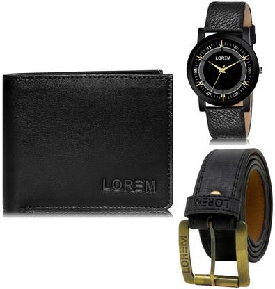 LOREM Belt, Wallet & Watch Combo