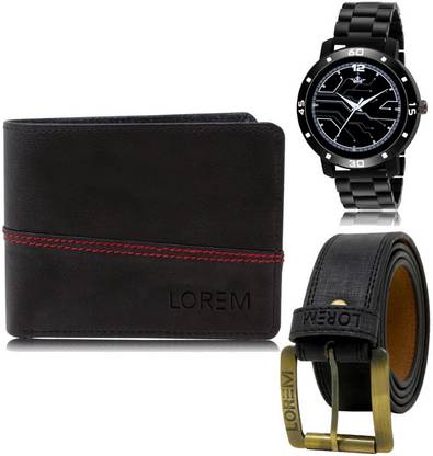LOREM Belt, Wallet & Watch Combo