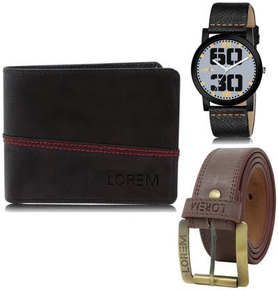 LOREM Belt, Wallet & Watch Combo