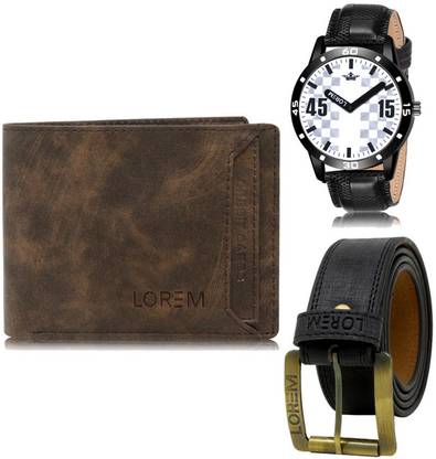 LOREM Belt, Wallet & Watch Combo