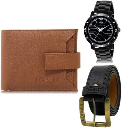 LOREM Belt, Wallet & Watch Combo