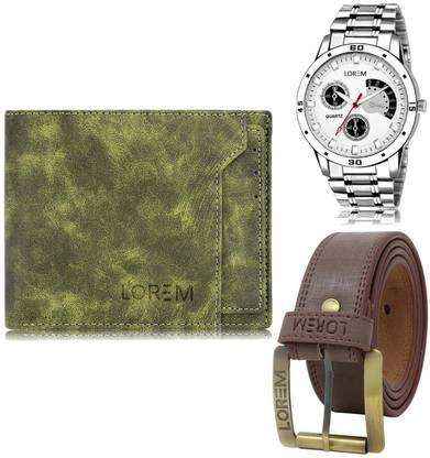 LOREM Belt, Wallet & Watch Combo