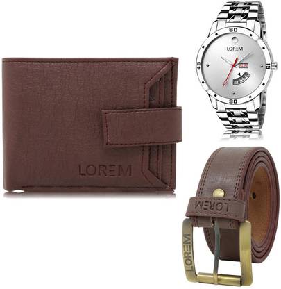 LOREM Belt, Wallet & Watch Combo