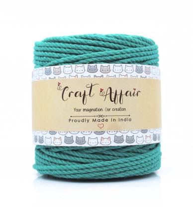 Craft Affair | 3ply Twisted Cotton Rope Macrame Cord (10 Meter, 4mm) | Wall Hangers & DIY work Sea Green