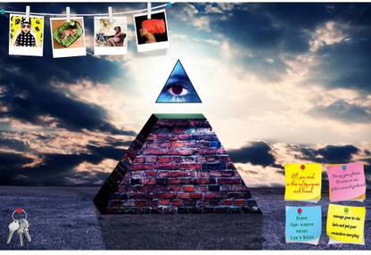 Artzfolio New World Order Sign Of Illuminati Notice Pin Board Soft Board with Push Pins Cork Bulletin Board