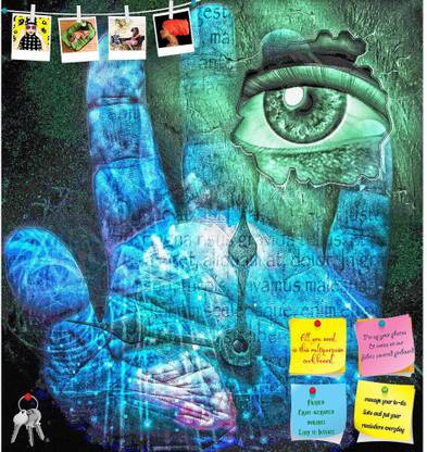 Artzfolio Vision Of Time Notice Pin Board Soft Board with Push Pins Cork Bulletin Board