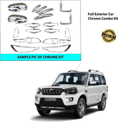Gadiparts ™ Car Chrome Kit Car Accessories Cover Car Garnish Combo for Scorpio Matte, Glossy, Chrome Mahindra Scorpio Side Garnish