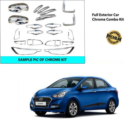 Gadiparts ™ Car Chrome Kit Car Accessories Cover Car Garnish Combo for Xcent Matte, Glossy, Chrome Hyundai Xcent Side Garnish