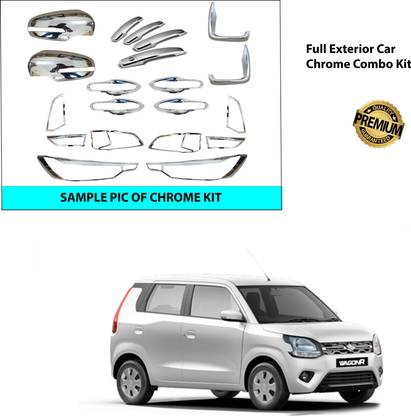 Gadiparts ™ Car Chrome Kit Car Accessories Cover Car Garnish Combo for wagonr Matte, Glossy, Chrome Maruti WagonR Side Garnish