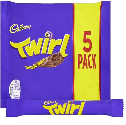 Cadbury Twirl Chocolate Bar Multipack, 5 x 21.5g Bars