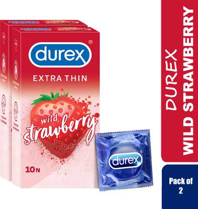 DUREX Wild Strawberry Extra Thin 10 Condom (Pack of 2) Condom