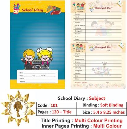 Moesha Enterprises School Student Diary A5 Diary Ruled 121 Pages