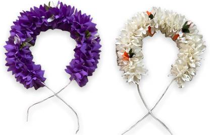 RMKArt Artificial Flower for Women Accessory Juda Gajra Hair Bun Purple & White Bun