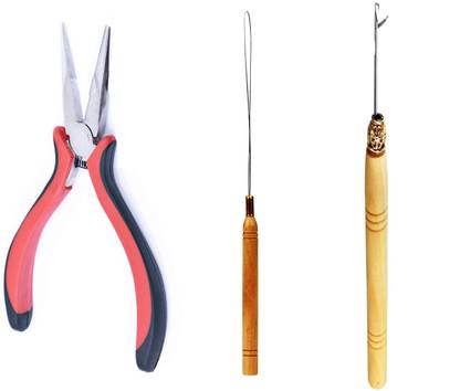 DIYA DIVINE  Extensions Pliers Pulling Hook Bead Device Tool Kits Pack of 3 Hair Extension