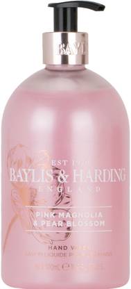 Baylis & Harding Pink Magnolia Luxury Hand Wash with Added Moisturizers | Dermatologically Tested and Paraben Free Handwash Hand Sanitizer Bottle