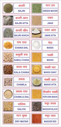 Mahaveer Stickers.com Clear Kitchen Containers Stickers,Hindi/English Names for Grains,Pulses,Masalas Self-Adhesive Paper Label