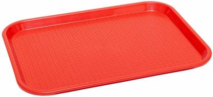 kiswah Plastic Serving Trays 18" Rectangular Plastic Trays for Kitchen (Red) Tray