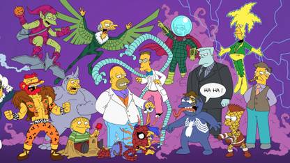 the simpsons simpsons spiderman superheroes Wall Poster Print on Art Paper 13x19 Inches Paper Print