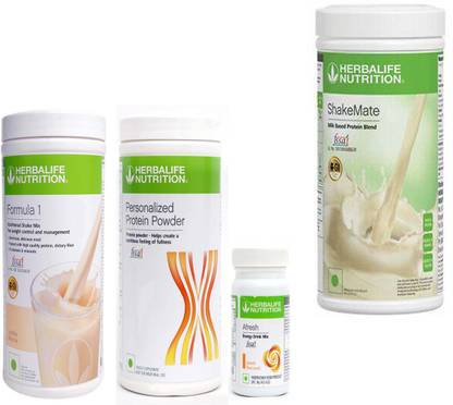 Herbalife Nutrition FORMULA-1SHAKE VANILLA-+PROTEIN POWDER -400 +AFRESH -PEACH-50- +SHAKEMATE Protein Shake