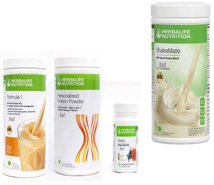 Herbalife Nutrition FORMULA-1 SHAKE ORANGE+PROTEIN POWDER -400 GM+AFRESH -TULSI-50 GM- +SHAKEMATE Protein Shake