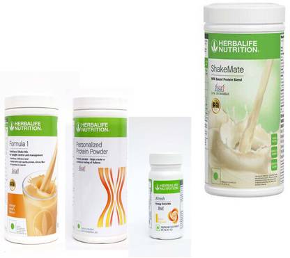 Herbalife Nutrition FORMULA-1 SHAKE ORANGE+PROTEIN POWDER -400 GM+AFRESH -LEMON-50 GM- +SHAKEMATE Protein Shake