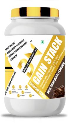Brave Nutrition Gain Stack With Protein, Creatine & Ashwagandha For Body Mass Gain & Muscle Gain Weight Gainers/Mass Gainers