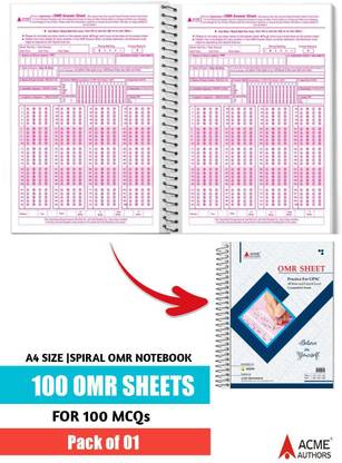MPSC Exams Best Practice 100 Pages OMR Spiral Notebook For 200 MCQs By Acme Authors ® P.V.THORAT ( Pack Of 01)