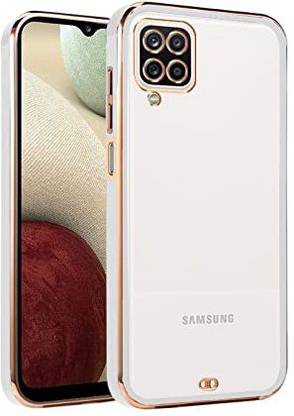 Creativo Back Cover for Samsung Galaxy A12 M12 F12 Transparent Clear TPU Chrome Case/Slim/Soft Silicone Design