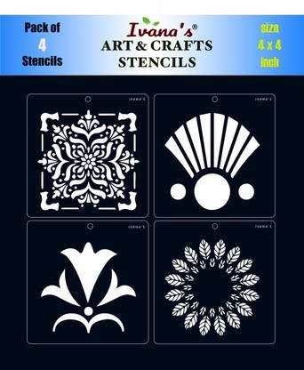 IVS-8071 for Painting on Canvas, Fabric, Cloth, Paper,Glass, Wall,Size-6x6 inch,Pack of 4 Stencil