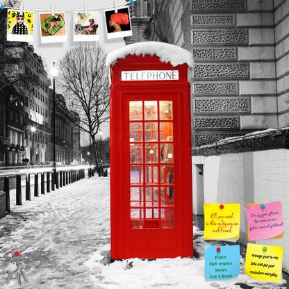 Artzfolio London Red Telephone Booth At Dawn, UK Notice Pin Board Soft Board Cork Bulletin Board