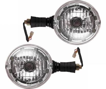 Apsmotiv Black 9 LED Headlights Assembly Set Suitable for Farmtrac Tractor Car Dash Indicator Lamp