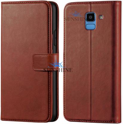 SUNSHINE Flip Cover for Flip Cover for Samsung-J6 Leather Inside TPU with Card Pockets, Magnetic Closure
