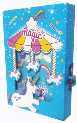 TECHNOCHITRA Unicorn Diary with Lock A5 Diary Single Rule 55 Pages