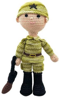 LacyKnots Handmade Doll, Army Doll, War Soldier Doll, Military Doll Soft Toy for Children
