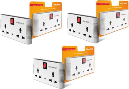 HALONIX Multi Plug 2 Two pin and 2 three pin plug with Two 2 pin and Two 3 pin socket Pack 3 Power Plug