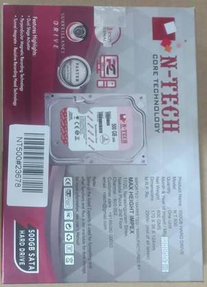 N-TECH NT200021#597 500 GB All in One PC's, Desktop, Laptop, Network Attached Storage, Servers, Surveillance Systems WHIGHT SATA Internal Hard Disk Drive (HDD) (SW000000063)