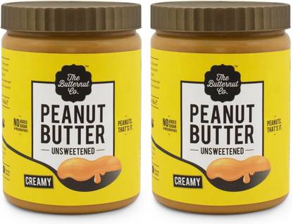 The Butternut Co. Unsweetened Peanut Butter (Creamy) (1 Kg Pack of 2)