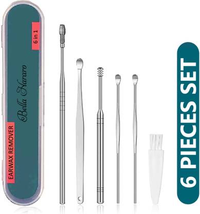 BELLA HARARO Ear Curettage Earwax Removal Ear Wax Cleaner Swab Spiral Ear Pick (Set of 5 Pieces)